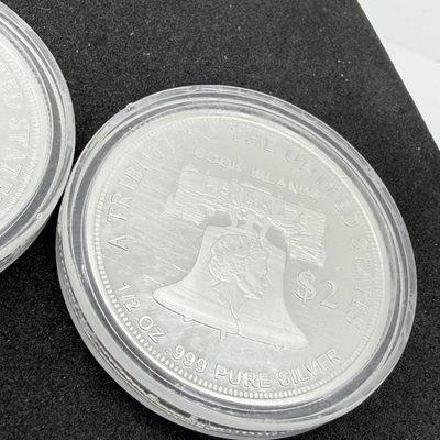 LOT 120: Two Cook Islands 1/2 Ounce .999 Fine Silver $2 American Double Eagle Coins
