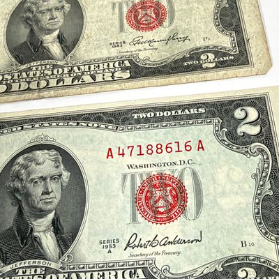 LOT 21: Collection of U.S. $2 Bills - One 1976 w/ First Day Stamp