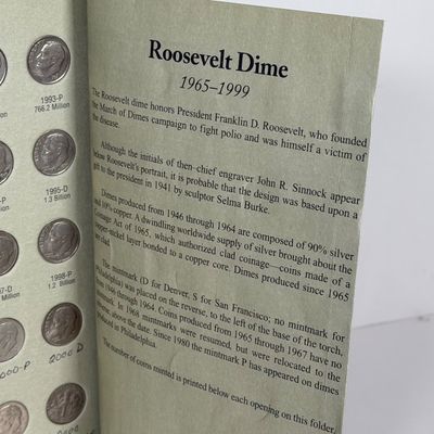 LOT 30: Roosevelt Dime Collection Book - 1965-1999 - Filled with Dimes (Non-Silver)