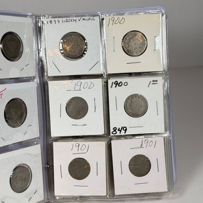 LOT 36: Collection of Liberty "V" Nickels - Between Years 1883 and 1912 - in Collector Booklet