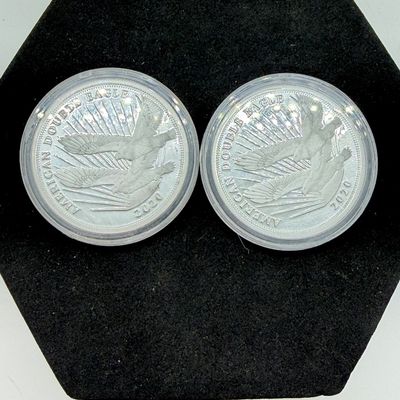 LOT 122: Two Cook Islands 1/2 Ounce .999 Fine Silver $2 American Double Eagle Coins