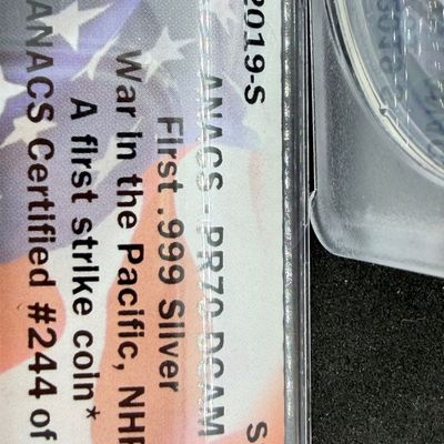LOT 115: Three ANACS Graded PR70 DCAM and Slabbed 2019-S .999 Fine Silver US Quarters All Certified # 244 of 973