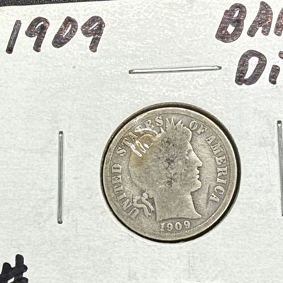 LOT 69: Collection of Barber Dimes - 90% Silver - Nine U.S. Coins