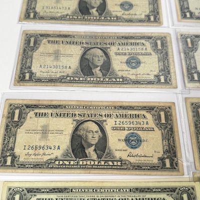 LOT 8: One Dollar Silver Certificate Bills (10) 1957