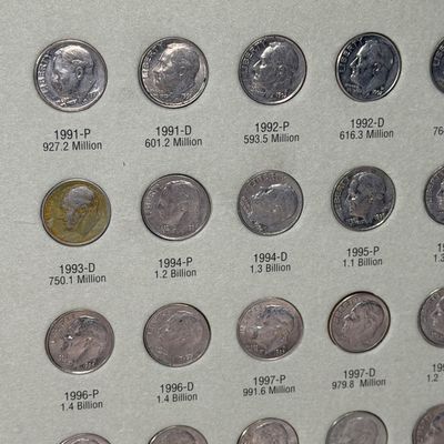 LOT 30: Roosevelt Dime Collection Book - 1965-1999 - Filled with Dimes (Non-Silver)