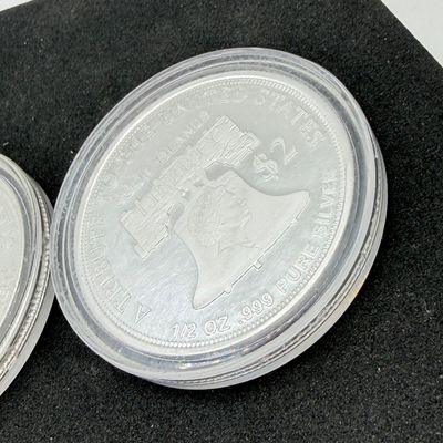 LOT 122: Two Cook Islands 1/2 Ounce .999 Fine Silver $2 American Double Eagle Coins