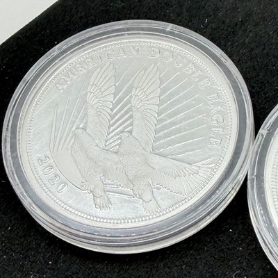 LOT 121: Two Cook Islands 1/2 Ounce .999 Fine Silver $2 American Double Eagle Coins