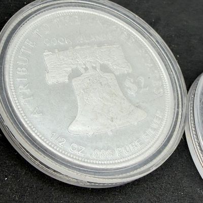LOT 122: Two Cook Islands 1/2 Ounce .999 Fine Silver $2 American Double Eagle Coins