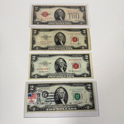 LOT 21: Collection of U.S. $2 Bills - One 1976 w/ First Day Stamp