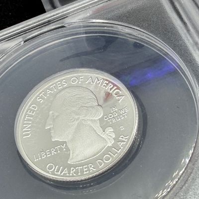 LOT 115: Three ANACS Graded PR70 DCAM and Slabbed 2019-S .999 Fine Silver US Coins - 2 Quarters, 1 Dime - All Certified # 244 of 973