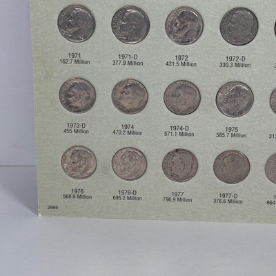 LOT 30: Roosevelt Dime Collection Book - 1965-1999 - Filled with Dimes (Non-Silver)
