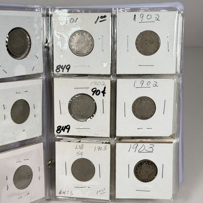 LOT 36: Collection of Liberty "V" Nickels - Between Years 1883 and 1912 - in Collector Booklet
