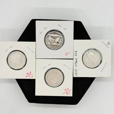 LOT 118: Four 1925 Standing Liberty 90% Silver US Quarters