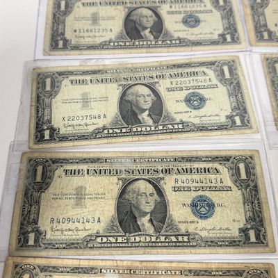 LOT 9: One Dollar Silver Certificate Bills (10) 1957