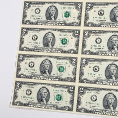 LOT 1: Uncut Sheet of 16 $2 Bills - 2013