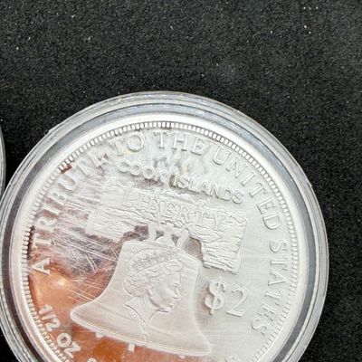 LOT 120: Two Cook Islands 1/2 Ounce .999 Fine Silver $2 American Double Eagle Coins