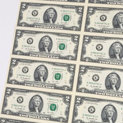 LOT 1: Uncut Sheet of 16 $2 Bills - 2013