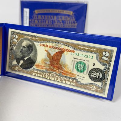 LOT 40: Hybrid $2 Bill w. Commemorative Art Overlays in Cases w/ Certificates from Merrick Mint (3)