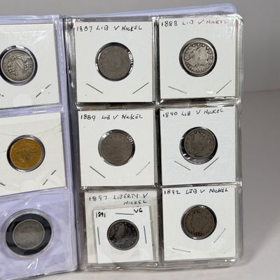 LOT 36: Collection of Liberty "V" Nickels - Between Years 1883 and 1912 - in Collector Booklet