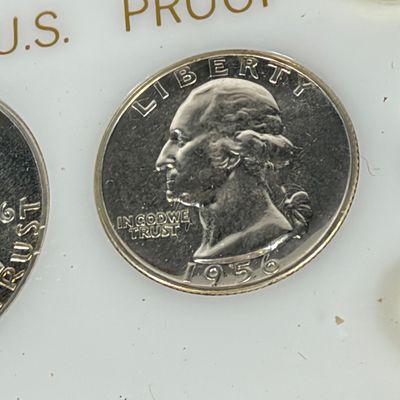 LOT 42: Two U.S. Proof Sets - 1956 w/ 90% Silver Franklin Half, Quarter and Dime, and 1966 w/ 40% Silver Kennedy Half