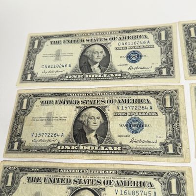 LOT 24: One Dollar U.S. Silver Certificate Bills (10) 1957