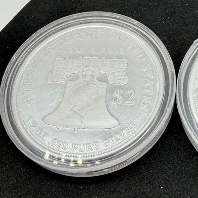 LOT 120: Two Cook Islands 1/2 Ounce .999 Fine Silver $2 American Double Eagle Coins