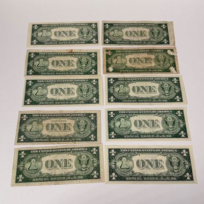 LOT 23: One Dollar U.S. Silver Certificate Bills (10) 1935