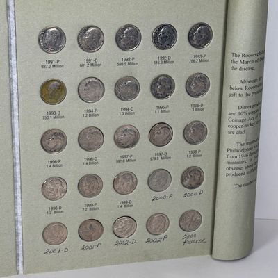 LOT 30: Roosevelt Dime Collection Book - 1965-1999 - Filled with Dimes (Non-Silver)