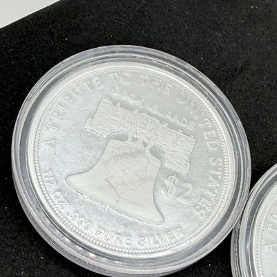 LOT 121: Two Cook Islands 1/2 Ounce .999 Fine Silver $2 American Double Eagle Coins