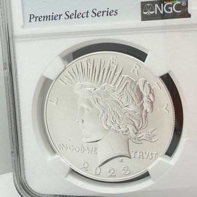 LOT 96: 2023 Peace Dollar .999 Fine Silver Coin Early Release Slabbed NGC Graded MS70