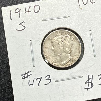 LOT 123: Collection of Mercury Dimes - 90% Silver - 12 U.S. Coins