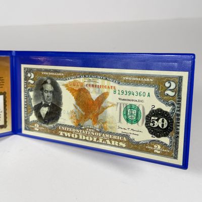 LOT 40: Hybrid $2 Bill w. Commemorative Art Overlays in Cases w/ Certificates from Merrick Mint (3)