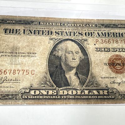 LOT 16: One Dollar Silver Certificate Bills (9) Mixed Lot - 1934, 1957, Hawaii 1935 and More