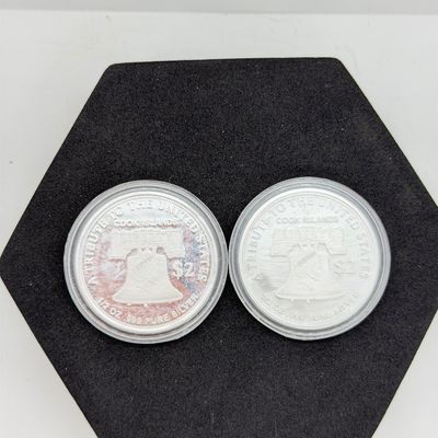 LOT 120: Two Cook Islands 1/2 Ounce .999 Fine Silver $2 American Double Eagle Coins