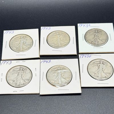 LOT 68: Collection of Walking Liberty Half Dollars - 90% Silver - Six U.S. Coins