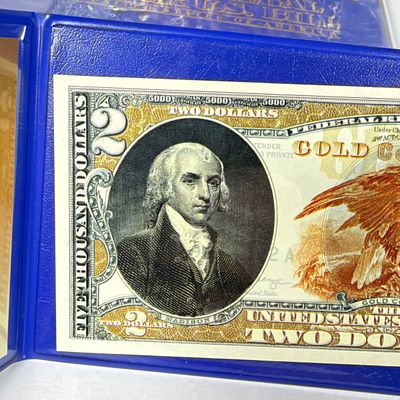LOT 41: Hybrid $2 Bill w. Commemorative Art Overlays in Cases w/ Certificates from Merrick Mint (4)