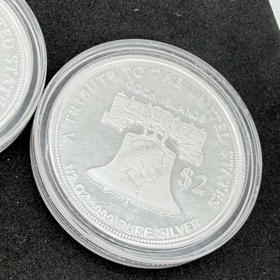 LOT 121: Two Cook Islands 1/2 Ounce .999 Fine Silver $2 American Double Eagle Coins
