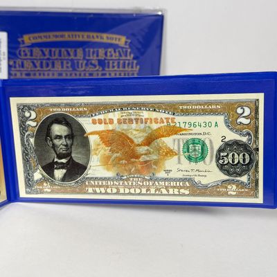 LOT 40: Hybrid $2 Bill w. Commemorative Art Overlays in Cases w/ Certificates from Merrick Mint (3)