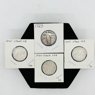LOT 118: Four 1925 Standing Liberty 90% Silver US Quarters