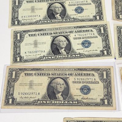 LOT 7: One Dollar Silver Certificate Bills (9) 1957
