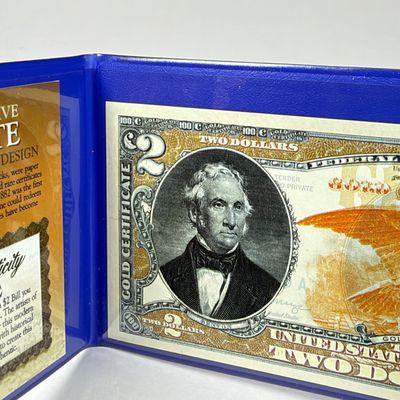 LOT 41: Hybrid $2 Bill w. Commemorative Art Overlays in Cases w/ Certificates from Merrick Mint (4)