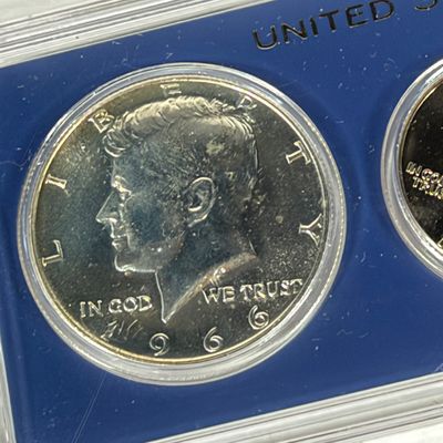 LOT 42: Two U.S. Proof Sets - 1956 w/ 90% Silver Franklin Half, Quarter and Dime, and 1966 w/ 40% Silver Kennedy Half