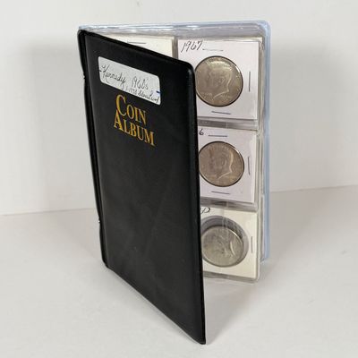 LOT 39: Collection of Kennedy Half Dollars - 40% Silver - 1966 through 1969 - in Collector Booklet
