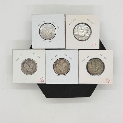 LOT 119:Five Standing Liberty 90% Silver US Quarters