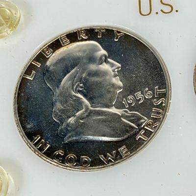 LOT 42: Two U.S. Proof Sets - 1956 w/ 90% Silver Franklin Half, Quarter and Dime, and 1966 w/ 40% Silver Kennedy Half