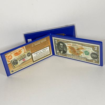 LOT 40: Hybrid $2 Bill w. Commemorative Art Overlays in Cases w/ Certificates from Merrick Mint (3)