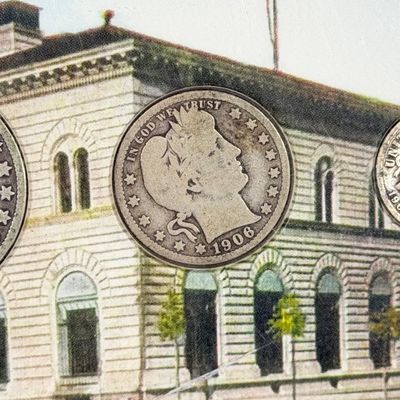 LOT 43: 1906 First Year Denver Mint Silver U.S. Coin Set - Barber Half Dollar, Quarter and Dime