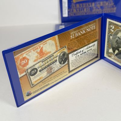 LOT 40: Hybrid $2 Bill w. Commemorative Art Overlays in Cases w/ Certificates from Merrick Mint (3)