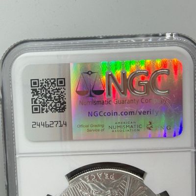 LOT 96: 2023 Peace Dollar .999 Fine Silver Coin Early Release Slabbed NGC Graded MS70