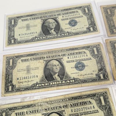 LOT 9: One Dollar Silver Certificate Bills (10) 1957